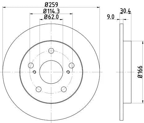 Don Brake Disc Solid Rear PCD11562 259mm - image 3