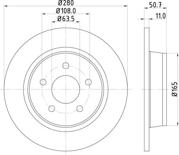 Don Brake Disc Solid Rear PCD11592 280mm - image 4