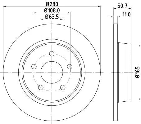 Don Brake Disc Solid Rear PCD11592 280mm - image 3