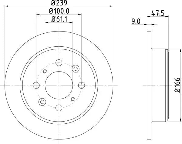Don Brake Disc Solid Rear PCD11642 239mm - image 4