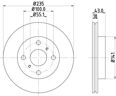 Don Brake Disc Vented Front PCD11672 235mm - image 3