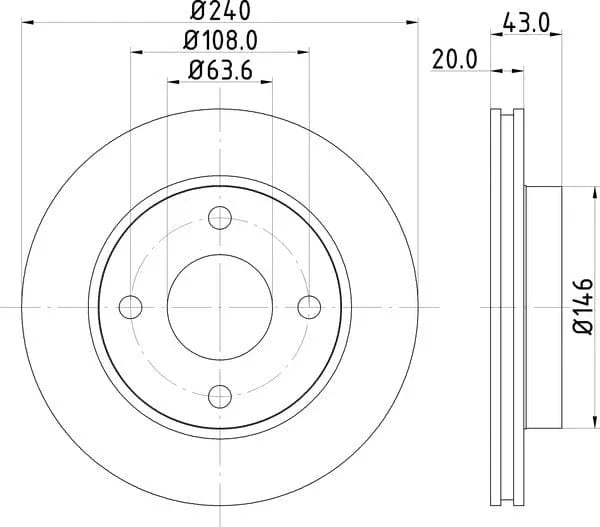 Don Brake Disc Vented Front PCD11872 240mm - image 4