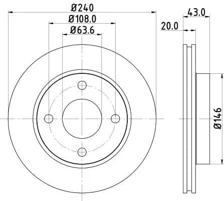 Don Brake Disc Vented Front PCD11872 240mm - image 3