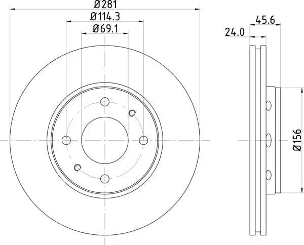 Don Brake Disc Vented Front PCD11932 281mm - image 4