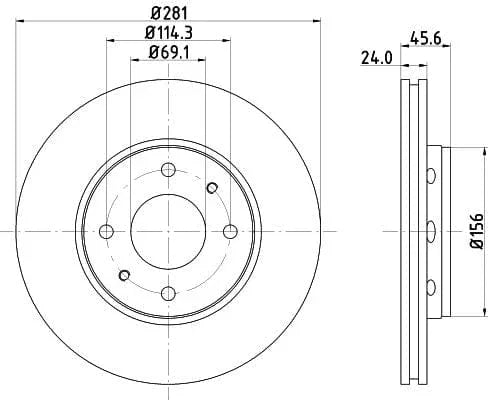 Don Brake Disc Vented Front PCD11932 281mm - image 3