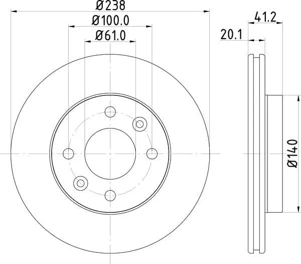 Don Brake Disc Vented Front PCD12082 238mm - image 4