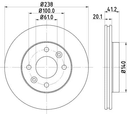 Don Brake Disc Vented Front PCD12082 238mm - image 3