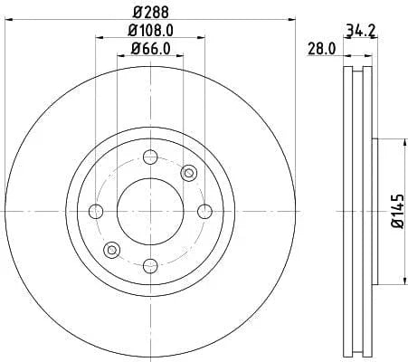 Don Brake Disc Vented Front PCD12092 288mm - image 3