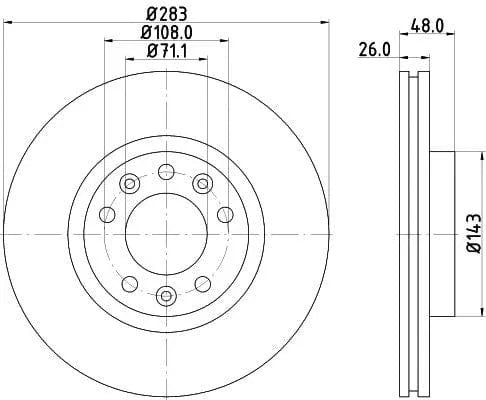 Don Brake Disc Vented Front PCD12122 283mm - image 3