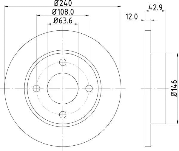Don Brake Disc Solid Front PCD12152 240mm - image 4