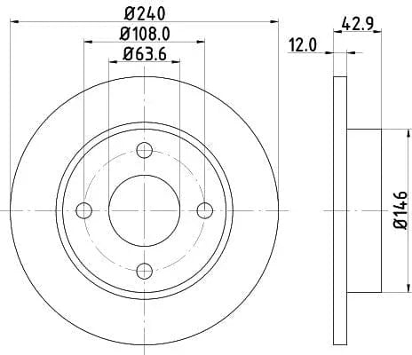 Don Brake Disc Solid Front PCD12152 240mm - image 3