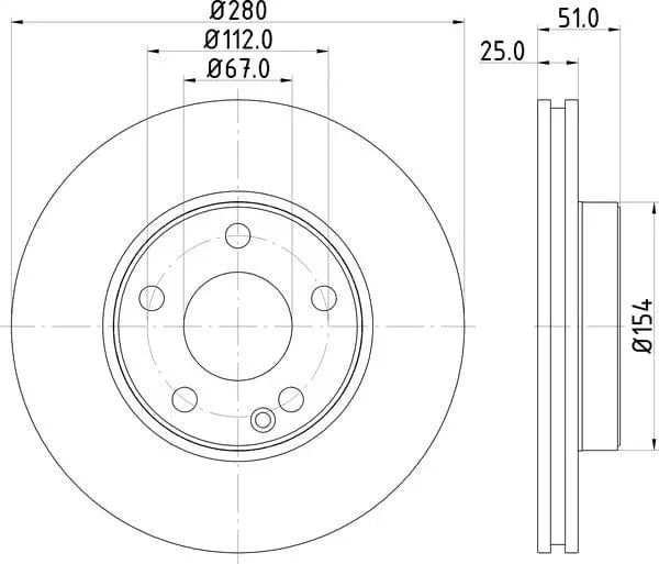 Don Brake Disc Vented Front PCD12292 280mm - image 4
