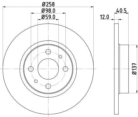 Don Brake Disc Solid Front PCD12302 258mm - image 3