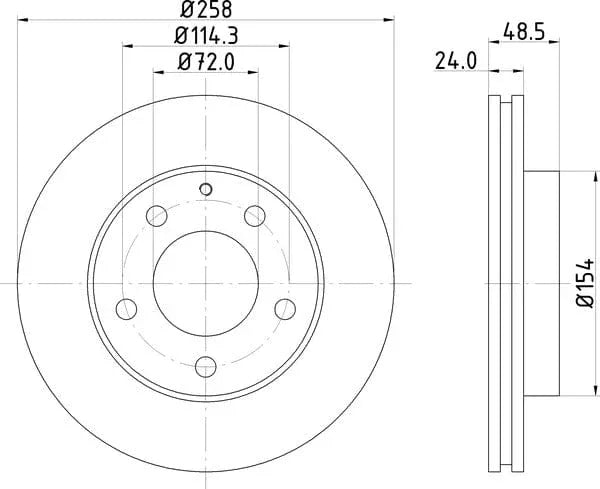 Don Brake Disc Vented Front PCD12352 258mm - image 4