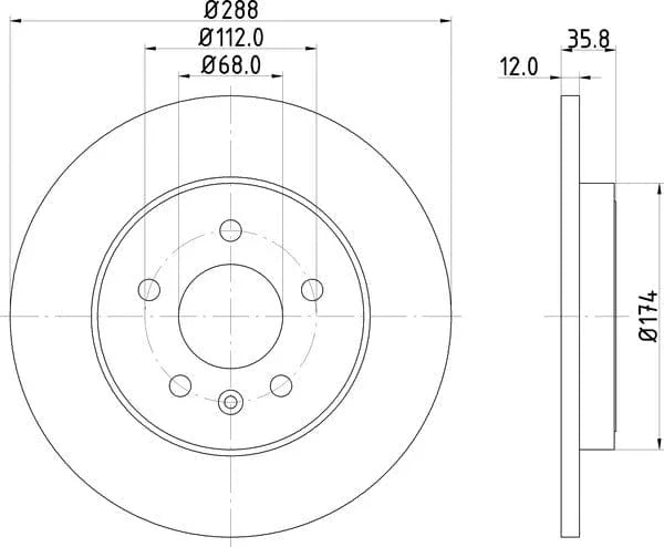 Don Brake Disc Solid Rear PCD12522 288mm - image 4