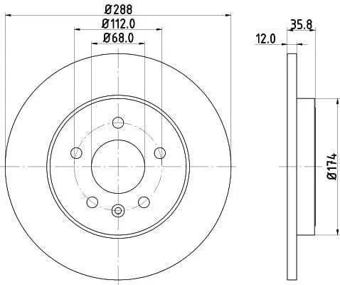 Don Brake Disc Solid Rear PCD12522 288mm - image 3