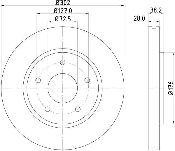 Don Brake Disc Vented Front PCD12532 302mm - image 4