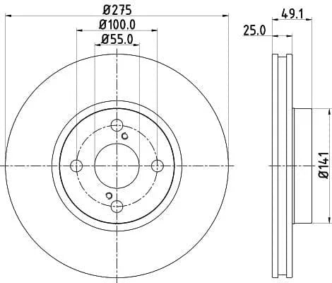 Don Brake Disc Vented Front PCD12632 275mm - image 3