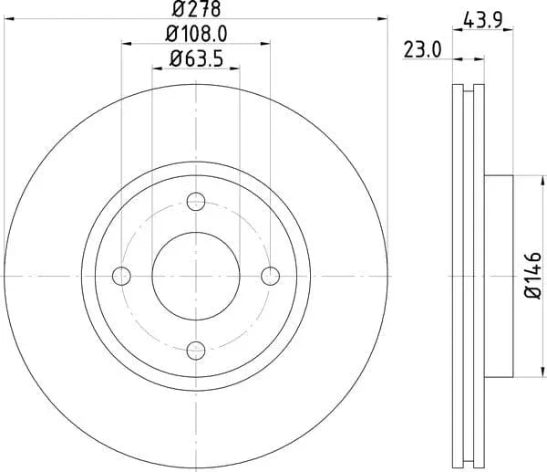 Don Brake Disc Vented Front PCD12872 278mm - image 4