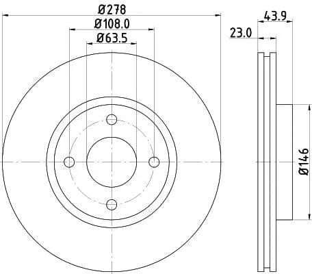 Don Brake Disc Vented Front PCD12872 278mm - image 3