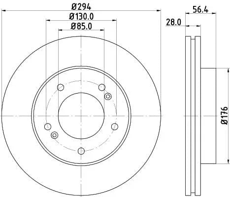 Don Brake Disc Vented Front PCD13002 294mm - image 3