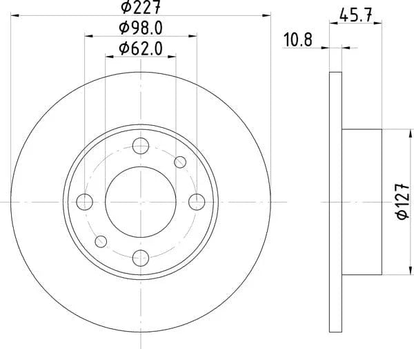 Don Brake Disc Solid Front PCD13222 227mm - image 4