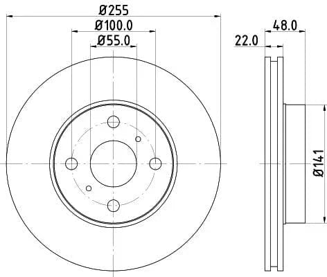 Don Brake Disc Vented Front PCD13302 255mm - image 3