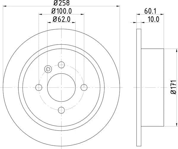 Don Brake Disc Solid Rear PCD13372 258mm - image 4