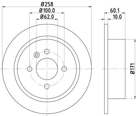 Don Brake Disc Solid Rear PCD13372 258mm - image 3