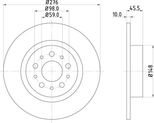 Don Brake Disc Solid Rear PCD13562 276mm - image 4