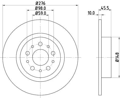 Don Brake Disc Solid Rear PCD13562 276mm - image 3