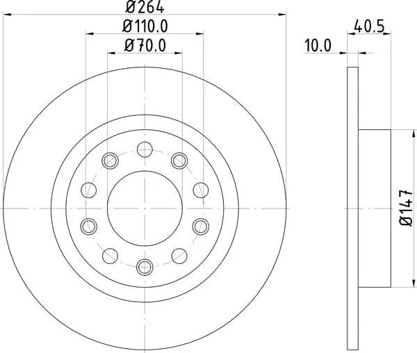 Don Brake Disc Solid Rear PCD13582 264mm - image 4
