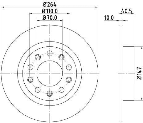 Don Brake Disc Solid Rear PCD13582 264mm - image 3