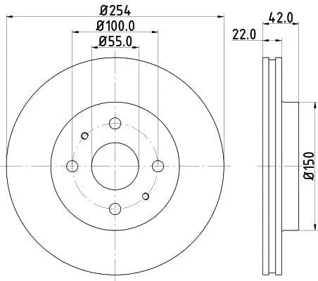 Don Brake Disc Vented Front PCD13672 254mm - image 3