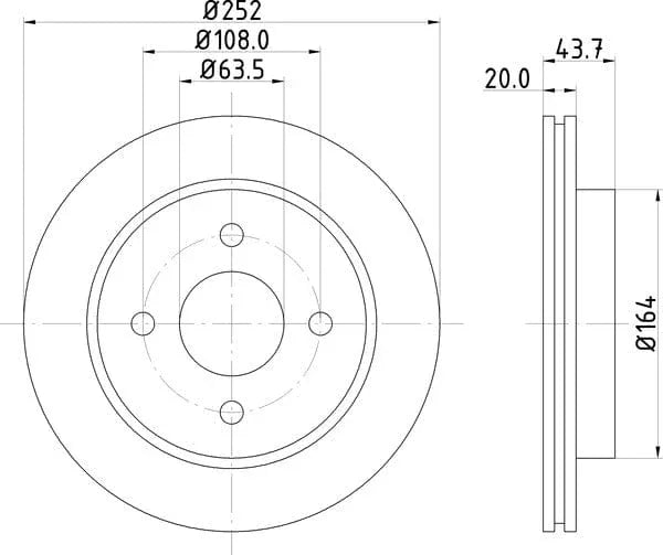 Don Brake Disc Vented Rear PCD13702 252mm - image 4