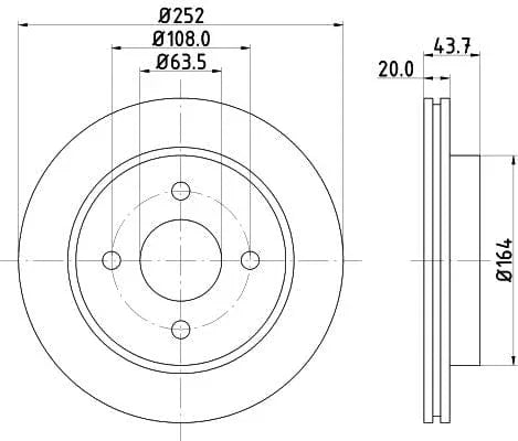 Don Brake Disc Vented Rear PCD13702 252mm - image 3