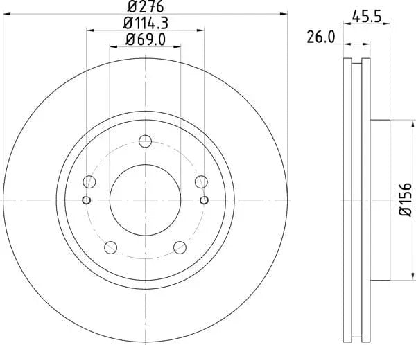 Don Brake Disc Vented Front PCD13982 276mm - image 4