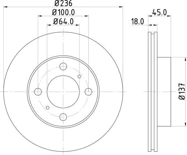 Don Brake Disc Vented Front PCD14002 236mm - image 4