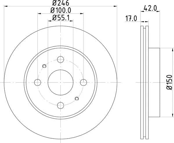 Don Brake Disc Vented Front PCD14012 246mm - image 4