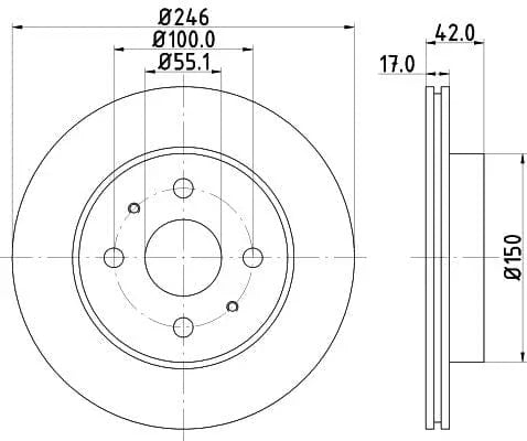Don Brake Disc Vented Front PCD14012 246mm - image 3