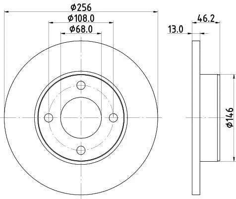 Don Brake Disc Solid Front PCD14062 256mm - image 3