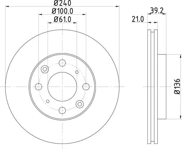 Don Brake Disc Vented Front PCD14272 240mm - image 4