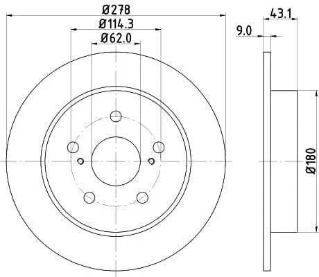 Don Brake Disc Solid Rear PCD14452 278mm - image 3