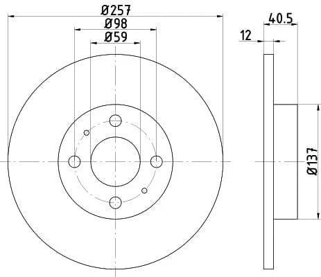 Don Brake Disc Solid Front PCD14462 257mm - image 3