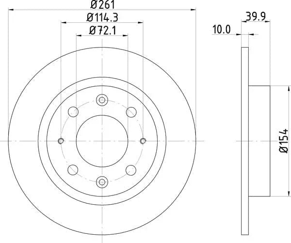 Don Brake Disc Solid Rear PCD14512 261mm - image 4