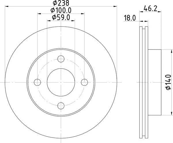 Don Brake Disc Vented Front PCD14692 238mm - image 4
