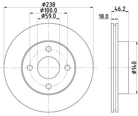 Don Brake Disc Vented Front PCD14692 238mm - image 3