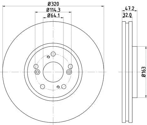 Don Brake Disc Vented Front PCD14761 320mm - image 3