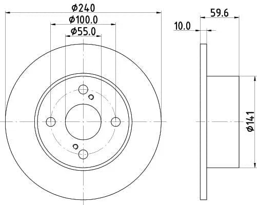 Don Brake Disc Solid Rear PCD14772 240mm - image 3