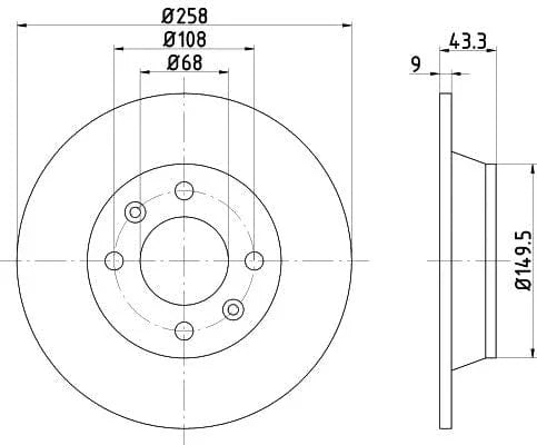 Don Brake Disc Solid Rear PCD14972 258mm - image 3